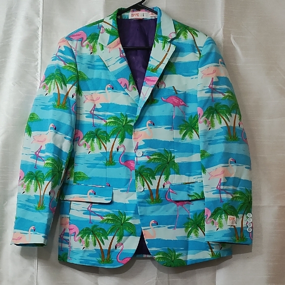 OppoSuits Other - OppoSuits Blue and‎ Green Sport Coat with Tropical Print
